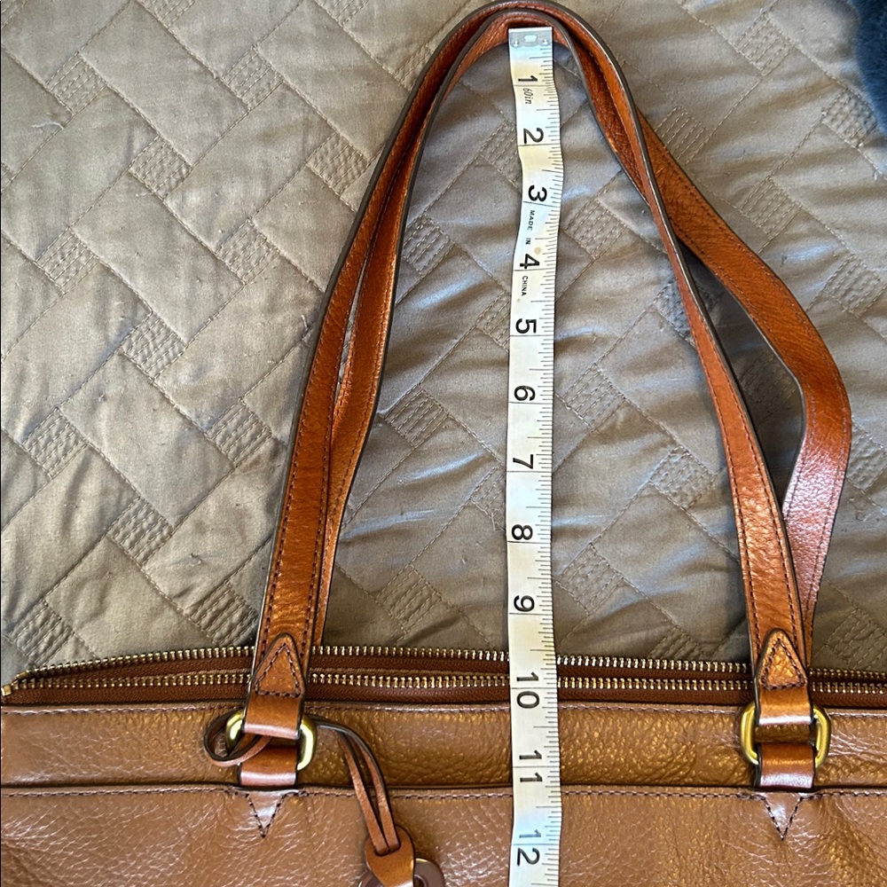 Fossil Women's Brown Leather Tote Bag Purse - Picture 8 of 10